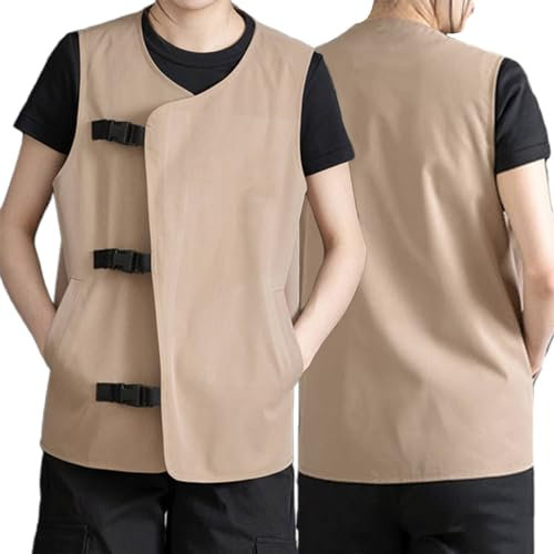 HQPCAHL Delantal Cocina Delantal Limpieza Para Hombre, Mujer Delantales De Trabajo Delantales De Chef Con Bolsillos,L,Beige