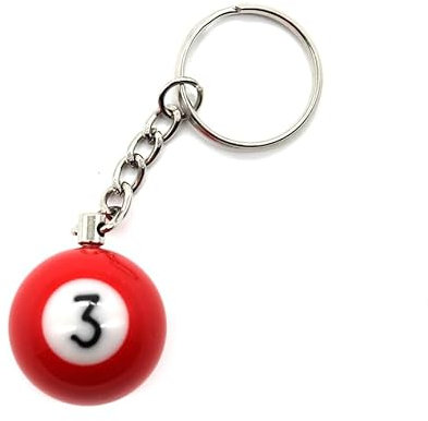 BILMAG Schlüsselanhänger Billard Billardkugel Nr. 1-15, 25mm Pool (Nr.3)