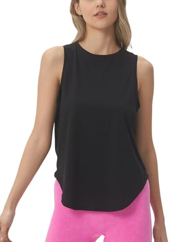 sissycos Damen sporttops locker Rundhalsausschnitt Fitness Yoga Tank Top?Schwarz,XXL