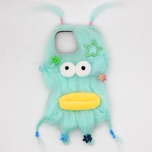 qizjio Ugly Funny Phone Case for iPhone 13 Pro Max Weird Embarrassing Hairy Doll Case Hairy Green