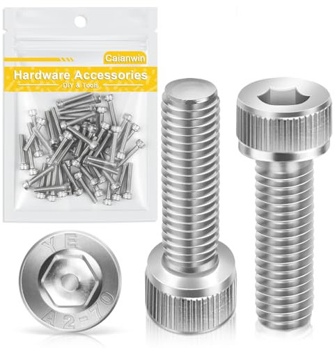 Vis DIN 912 Vis tête Cylindrique BTR(A2 V2A)CHC à 6 pans creux Filetage Complet Tete Ronde Boulon Inox pour Ecrou et Rondelle (50, M4 x 20)