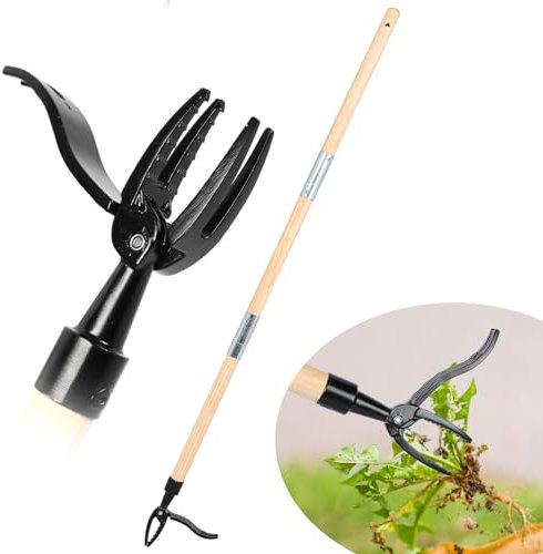 Extractor Malas Hierbas, Extractor de Malas Hierbas con 4 Garras de Acero Inoxidable y Pedal de Alta Resistencia, con Mango Largo Herramientas para Deshierbe, Herramienta de Jardín