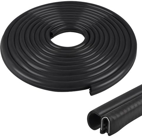 EFUTURETIME Junta de Goma para Puerta de Coche, 10m, Junta Universal para Maletero de Coche en EPDM sin Pegamento para Caravana, Camión, Garaje, Máquina, Negro, Lateral