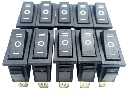 KCD3 Lot de 12 interrupteurs à bascule 3 broches 3 positions Marche/Arrêt/ON AC 20 A/125 V 16 A/250 V SPDT pour voiture, bateau Noir