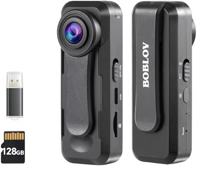 BOBLOV W1 1080P Körperkamera, tragbare 128 GB Kamera mit 90-minütiger Loop-Aufnahme, einfach zu bedienen und mitzunehmen für unterwegs