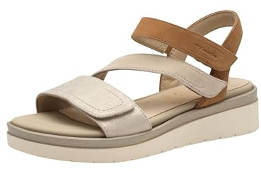 Tamaris Comfort sandali da donna bassi in pelle con chiusura a strappo, Beige (Beige Comb), 38 EU