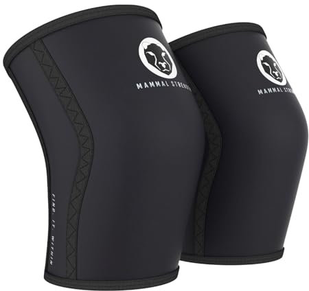 Mammal Strength Rodilleras de compresión de neopreno V2.0-7 mm para levantamiento de pesas, gimnasia, levantamiento de potencia, entrenamiento olímpico y cross (1 par) proporciona apoyo y protección