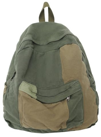 FUXIU Stilvoller Canvas-Rucksack, Büchertasche, stilvolle und funktionale Schultasche für Schüler und Erwachsene, grün