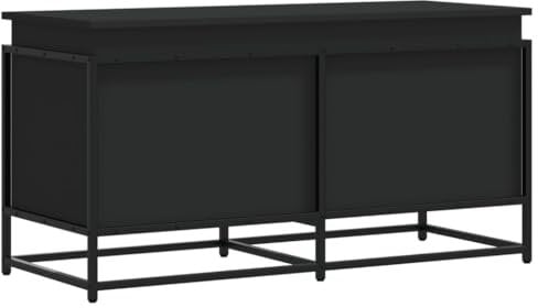 vidaXL Aufbewahrungsbox mit Deckel, Spielzeugkiste mit Metallgestell, Auflagenbox für Kleidung Spielsachen, Kissenbox, Schwarz Holzwerkstoff
