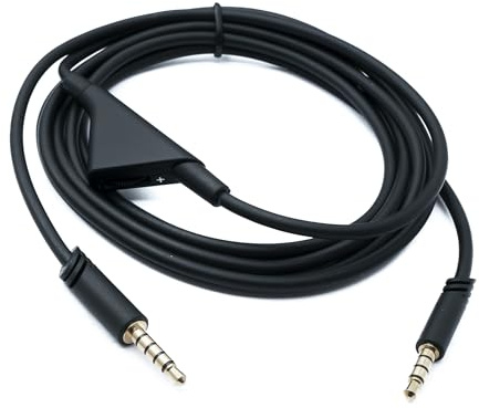 System-S Audio Klinke Kabel 3,5 mm TRRS zu TRS Stecker Schwarz 2 m | Lautstärkeregler, AUX Adapter