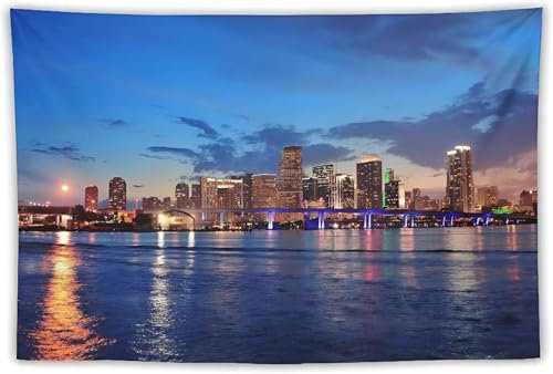 Tizhweqo Wandteppich 3D New York, Wandbehang Gross Stadtnachtansicht, Wandtuch New York Tapisserie Tapestry für Schlafzimmer Wohnzimmer Wohnheim Deko 200x200 cm F-G755