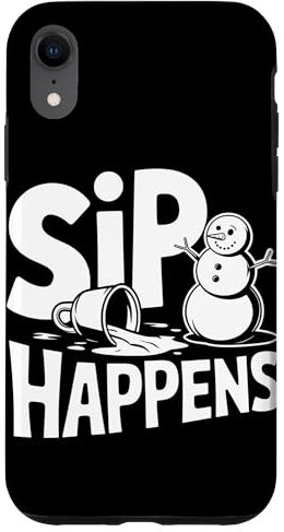 Hülle für iPhone XR Lustiger Schneemann Winter Weihnachten Sip Happens