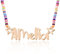 UMAGICBOX Personalized Rainbow Name Necklace for Girls - Customizable Rose Gold Nameplate with Stars - Colorful Beads Chain - Gift for Kids on Birthday or Christmas (Rose Gold)
