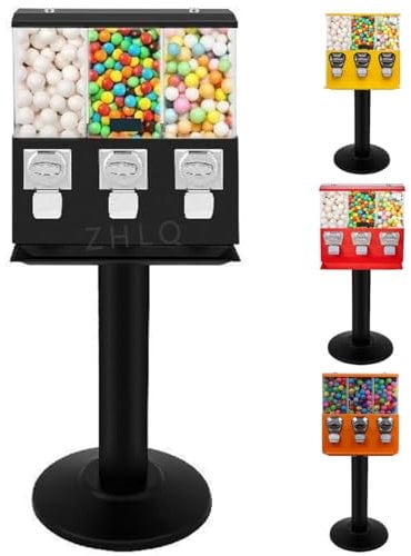 ZHLINGQ Distributore Automatico - Distributore Automatico - Distributore di Caramelle a Triplo Scomparto con Supporto in Ferro, Distributore di Gomme da Masticare E Caramelle,Black-1to1.37inOutlet