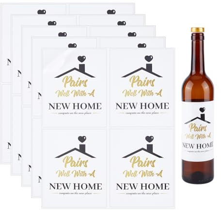 PH PandaHall 20 pz Etichette per Vino per Inaugurazione Della Casa Adesivi per Vino Impermeabili Etichette per Bottiglie Autoadesive Decalcomanie per Vino per La Nuova Casa per Regali 10x12cm