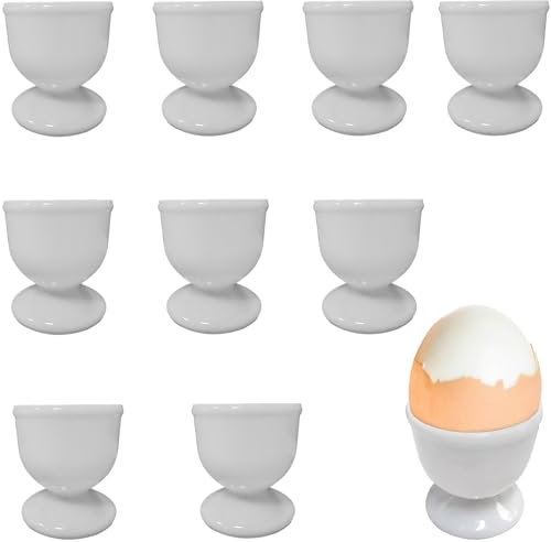 9 Stück Eierbecher set, Eierbecher Weiß, Runde Eierbecher 4,7 x 4,8 cm/1,85 x 1,89 Zoll, aus Hochwertiger Kunststoff für Camping, Zu Hause, für das Frühstücksei Beim Brunch & Buffet(Weiß)
