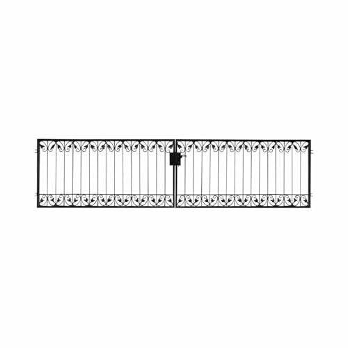 Gartentor Hoftor Metall Schmiedeeisen Einfahrtstor Monaco-FT400/100S Feuer Verzinkt Anthrazit Grau 400 cm 4m Doppelflügeltor, Oberfläche/Farbe/Finish:Duplex Verzinkt schwarz RAL 9005 Pulverbeschichtet