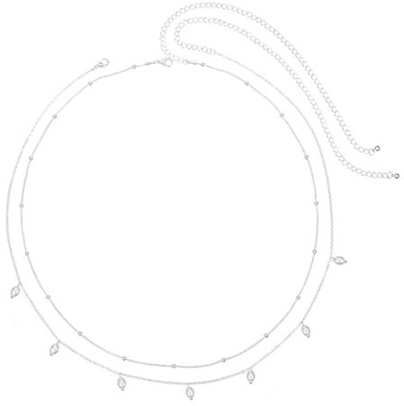 ZORVUJI Collana Pancia Argento 2 Pezzi – Catena Vita con Frange di Paillettes, Catena Regolabile per Donne e Ragazze, Sexy Collana Corpo per Spiaggia e Festa