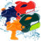 YADOBIG 2 Stück Dinosaurier Wasserpistole Kinder, 1200ml Wasserpistolen 7–10m Reichweite, Wasserspritzpistole Spielzeug, Water Gun Sommer Schwimmbad Strand