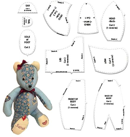 Nähmodell für Bear in Memory | Acryl-Plüschjacke mit 10 Nähmustern für Kunsthandwerk und personalisierte Geschenke | Modell für genähte Gedächtnisbären, Set mit 10 Modellen