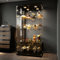 Glasvitrine, Glasvitrine Standvitrine mit Schloss und LED-Beleuchtung, Vitrine für Sammlung mit 2 Türen, 4 Fächern für Wohnzimmer, Schlafzimmer, Büro, Schwarz (Schwarz)