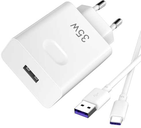 35W Supercharge Chargeur Rapide pour Honor 200 400 Lite Chargeur Rapide et 5A Câble USB C 1m Adaptateur Secteur Supercharge pour Honor Magic6 Lite 200 90 Smart X6b X7b X8c Pad 9 X9 X8a P30 P20 Mate 20