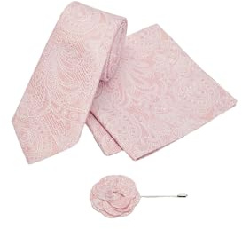 NEXT Herren Paisley-Krawatte, Einstecktuch und Pin Light Pink one size