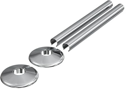 MILANO Chrome 15mm Heated Towel Rail Radiator Clip On Pipe Cover Kit