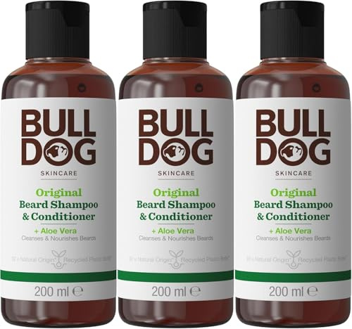 Bulldog Skincare Original Lot de 3 shampoings et après-shampoing pour barbe 200 ml