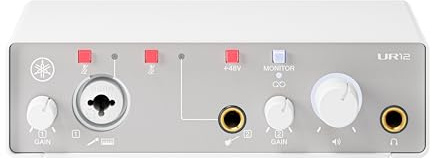 Yamaha 2-in/2-out USB-C Audio Interface with 24-bit/192kHz Support, 1 Combo/1 TRS inputs, Direct Monitoring, Loopback, and Steinberg Software Suite, White UR12MK3 W