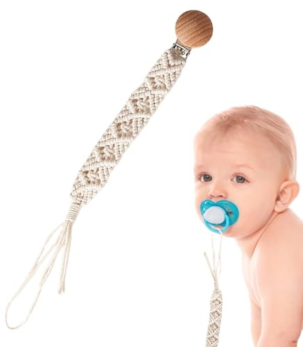 Weqizuerqi Schnuller-Clips – Boho-Paci-Clip, Boho, handgefertigte Paci-Clips für stilvollen Komfort, sicheres Holz