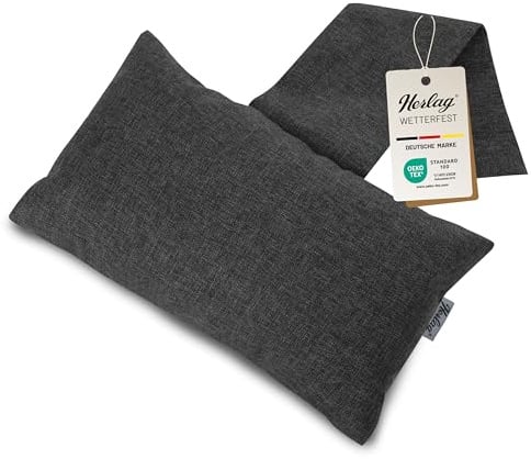 Herlag Sunny Nackenpolster für Gartenstuhl – wetterfest & UV-beständig – Kopfpolster eckig 40x25x7,5cm - Öko-Tex 100 – Kopfstütze für Hochlehner & Gartenstühle – Anthrazit