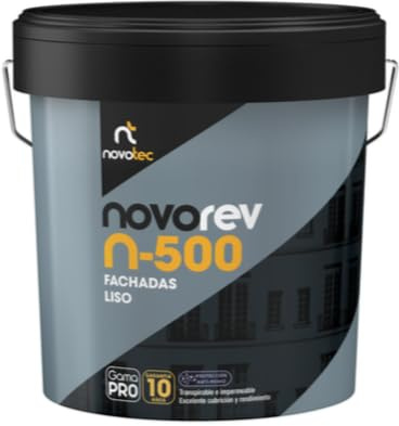 Pintura para fachadas con protección anti-moho - NOVOREV N-500 (104 Gris Suave, 4 Litros)