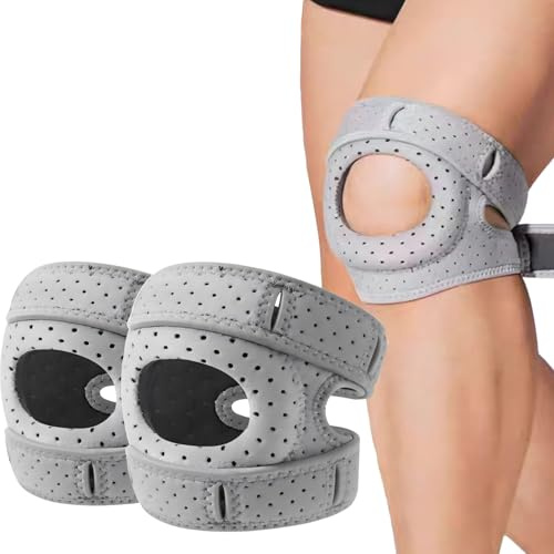 DOHUG Genouillère 2.0, Genouillere Arthrose Genou Eco Patch, Support de Genou OrthoRotule, Réglable Genouillères Ortho Rotule, pour les Coureurs, Tennis, Arthrite Rotule - 2pcs (Gris)