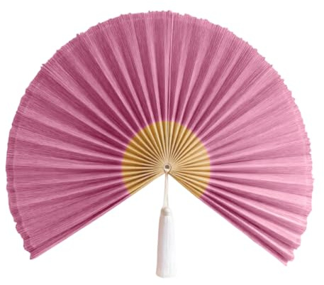 Handwoven Bamboo Wall Fan (Pink) | Wall Hanging Fan for Decoration,Bohemian & Asian Style Wall Art for Bedroom, Fireplace, Living Room and Home Decoration