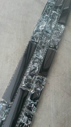 Glasmosaik Bordüre Schwarz Crush Crystal Glänzend 5x30 gebrochen Fliese B530