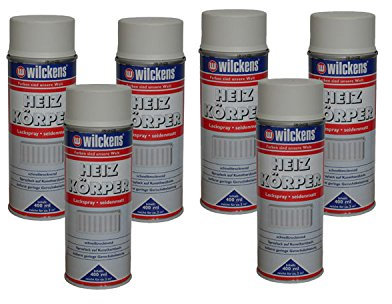 6x Wilckens Spraydose Heizkörper Lackspray reinweiss matt 400ml Alkydharzlack
