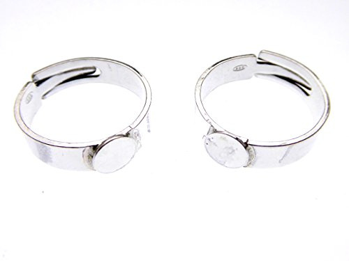 XieXie 2 Stück 925 Sterling Silber Ring Rohlinge mit 6mm Klebepad für Schmuck Bastel Experten