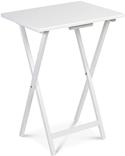 PJ Wood Folding TV Tray & Snack Table - White