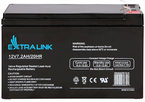Extralink Batterie AGM 12V 7Ah - Batterie Decharge Lente sans Entretien, Anti-Fuite, Deep Cycle - Batterie Solaire, Camping-Car, UPS, Système Autonome, Alimentation de Secours