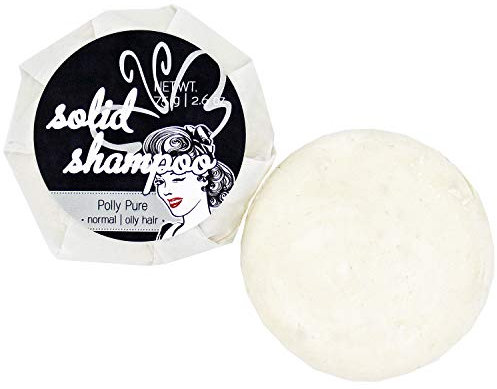 Festes Shampoo, 75 g, dünnes/normales bis fettendes Haar, Polly Pure, sulfatfrei, fester Shampoobar aus mildem Tensid | duftfrei