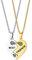 JewelryWe Schmuck 2PCS Pärchen Halskette Partnerketten Freundschaftsketten Partneranhänger BFF Paare Halskette-Set Edelstahl Best Friends Gravur Herz Puzzle Anhänger mit 45cm 55cm Kette Gold Silber