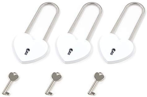 Tulead Mini Serrures décoratives pour Ordinateur Portable, Cadenas à Bagages Cœur, Blanc.
