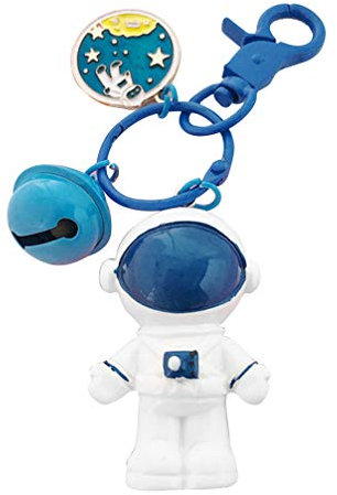 Amosfun Astronaut Schlüsselanhänger mit Metallglöckchen Keychain Weltraum Party Geburtstagsgeschenk Anhänger für Handtasche Tasche Rucksack(Blau)
