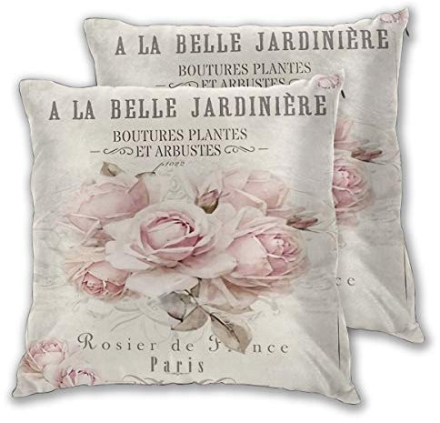 Dekorativer Kissenbezug im französischen Shabby-Chic-Stil, bequemer quadratischer Kissenbezug für Bank, Couch, Sofa, Schlafzimmer, Auto, 2er-Set, 45,7 x 45,7 cm