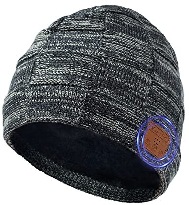 COTOP Bluetooth Mütze Herren, Warme Strickmütze mit Kopfhörer, Geschenk für Männer Weihnachten, Wiederaufladbar Winter Fleece Beanie, Papa, Jungs, Teenager