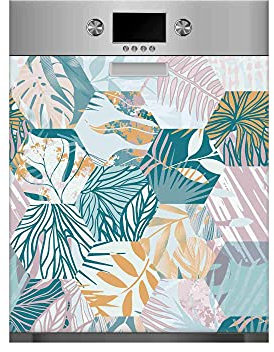 Vinilo para Lavavajillas Hojas en Hexágonos | Varias Medidas 70x80cm | Adhesivo Resistente y de Fácil Aplicación | Pegatina Adhesiva Decorativa de Diseño Profesional