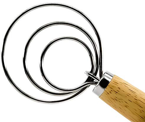 Crochet à fouet pour pâte danoise - 33 cm - Poignée en bois massif