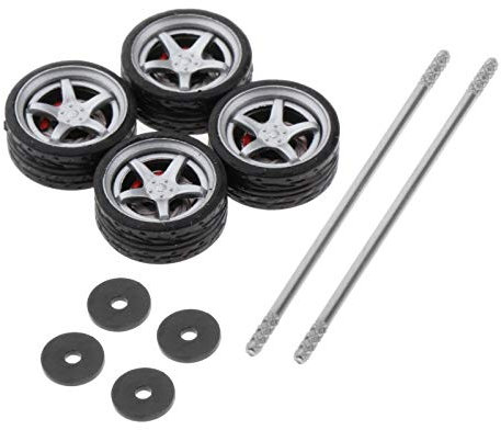 SunniMix 1:64 Skala Auto Gummi Rad Reifen Hub Rad Felgen Weiche Gummi Reifen für RC 1/64 Auto-Set von 4 - G2