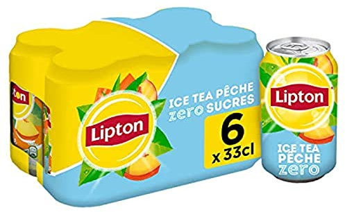Lipton Ice Tea Boisson aux Extraits de Thé Saveur Pêche Zéro Sucres, 6 x 33cl